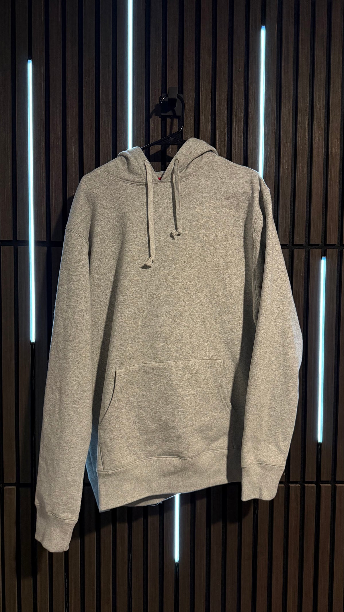 Supreme Satin Appliqué Hooded Sweatshirt Heather Grey