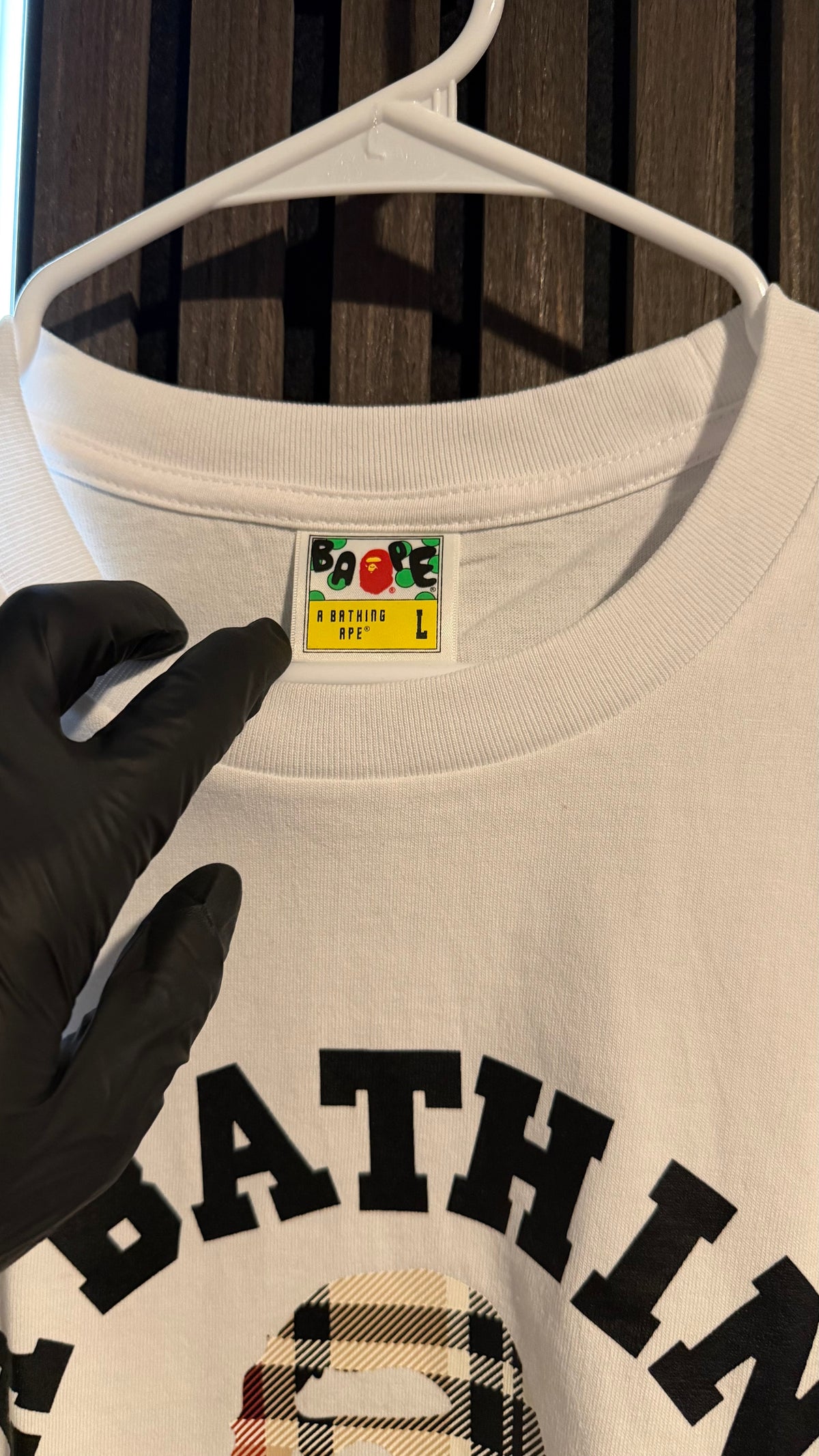 BAPE Check College Tee White/Beige