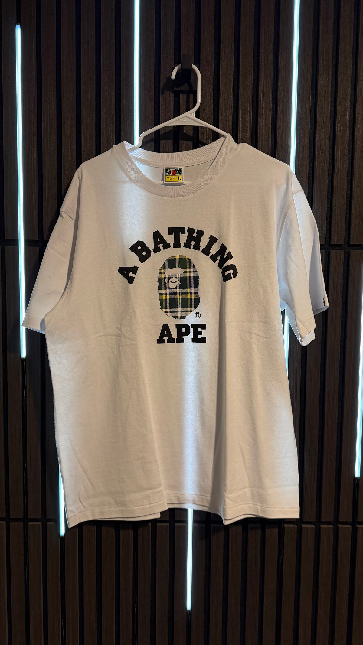 BAPE Check College Tee White/Green