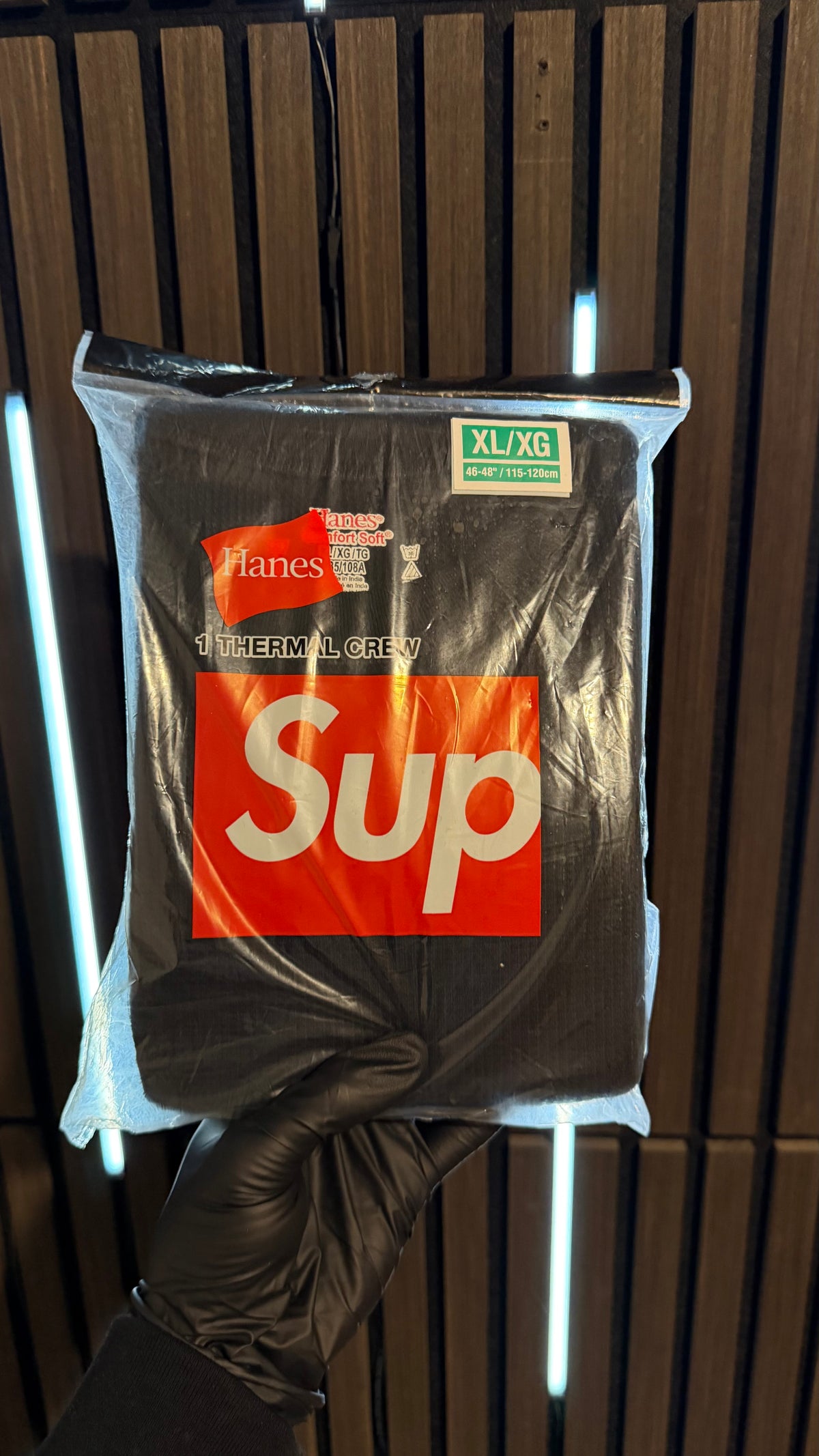 Supreme x Hanes Thermal Crew (1 Pack) Black