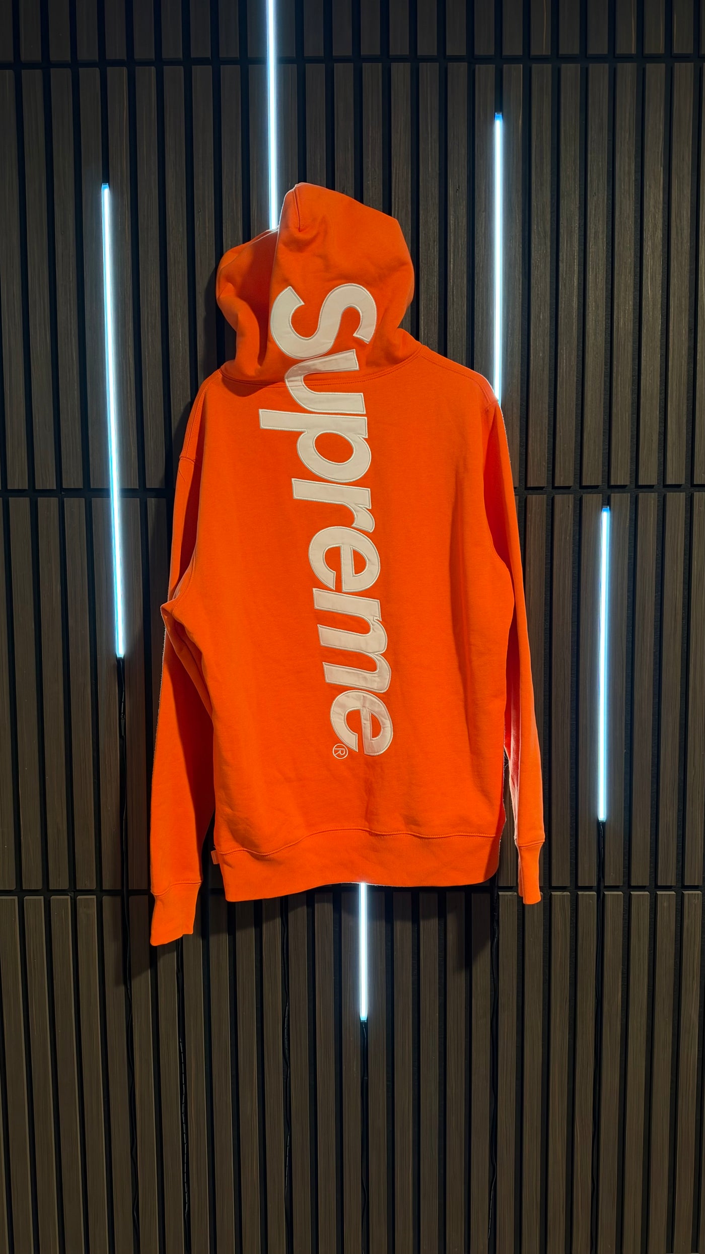 Supreme Satin Appliqué Hooded Sweatshirt Orange