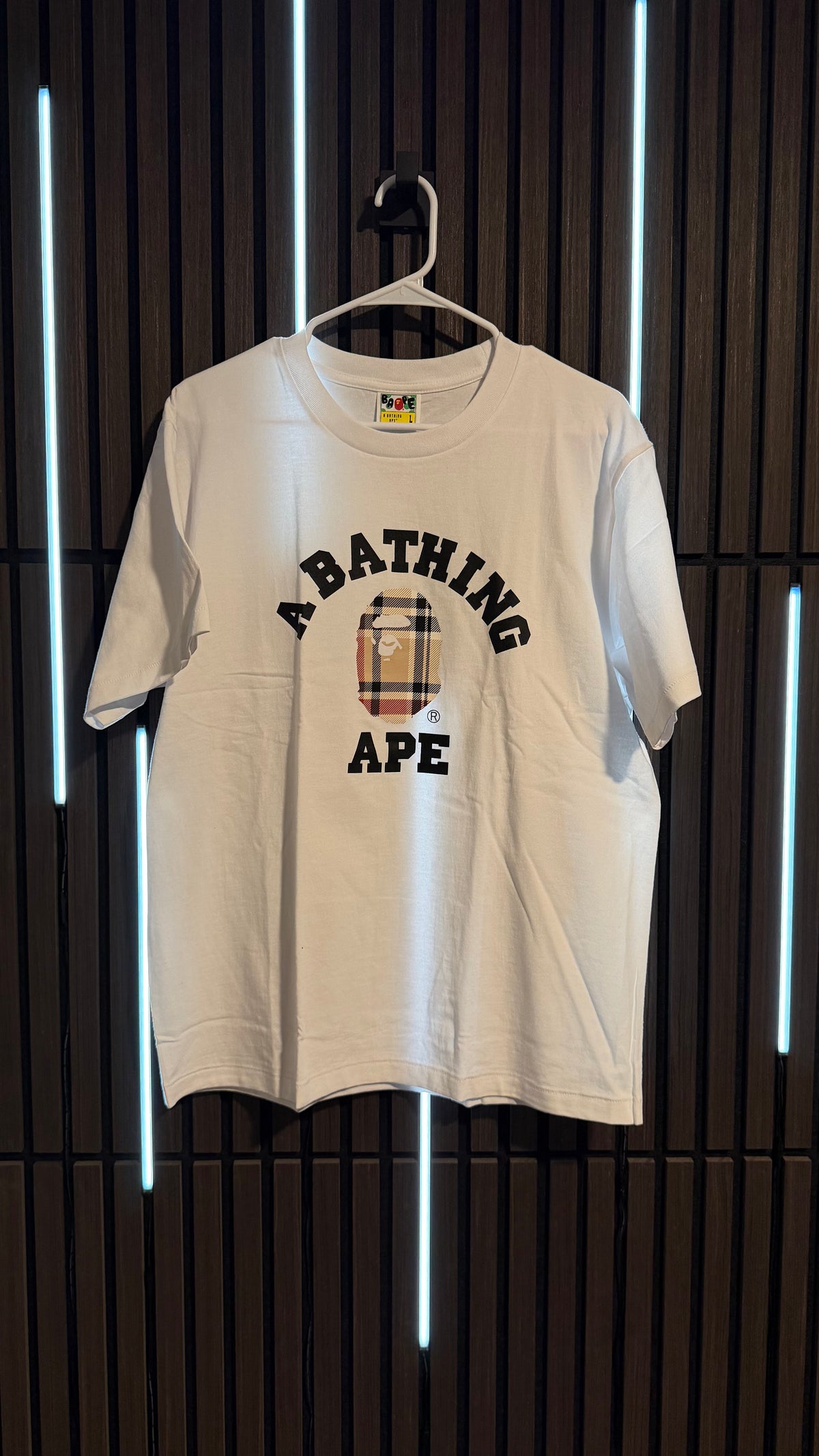 BAPE Check College Tee White/Beige