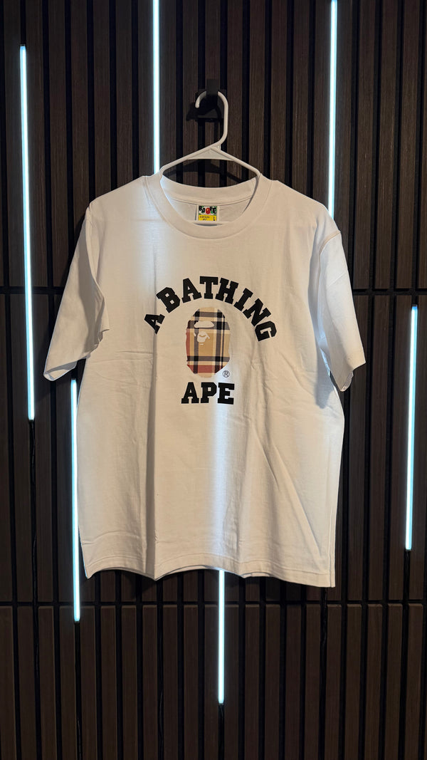 BAPE Check College Tee White/Beige