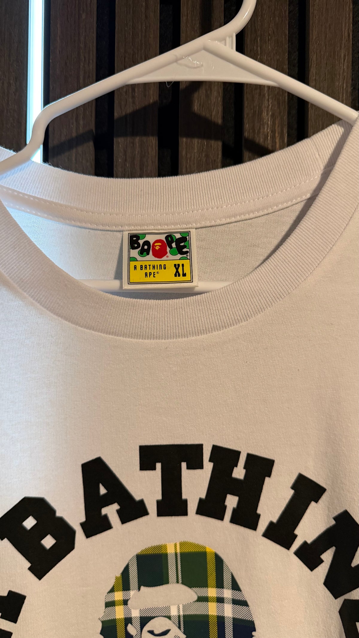 BAPE Check College Tee White/Green