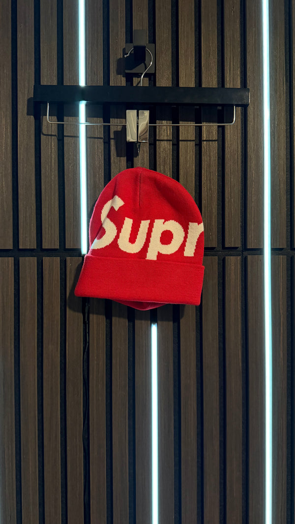 Supreme Big Logo Beanie Red