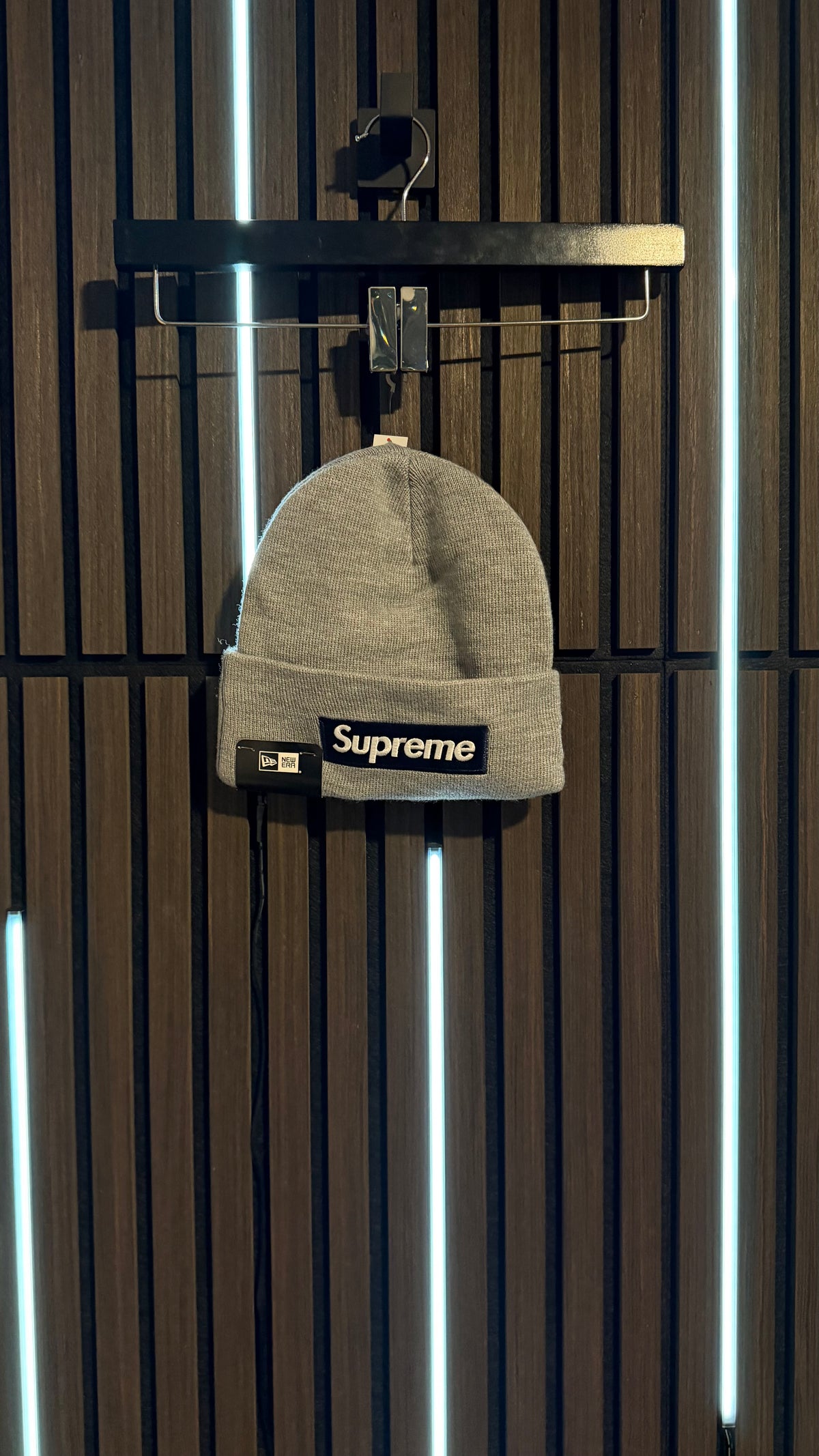Supreme x New Era Box Logo Beanie Heather Grey
